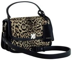 Guess Audrey Überschlagtasche Leopard - Schwarz