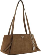 Guess Devon Schultertasche Velours Cognac - Braun