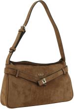 Guess Ella Schultertasche Velours Cognac - Braun