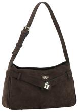 Guess Ella Schultertasche Velours Espresso - Dunkelbraun