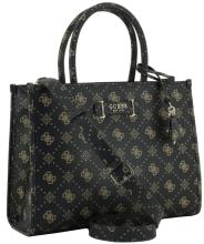 Guess Kurzgrifftasche Satchel Silia Aspresso Logo dunkelbraun