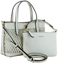 Guess Letty Kurzgrifftasche Stanzmuster Innentasche Off White