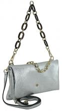 Handtasche Caleidos metallisch Kettenriemen Echtleder silber