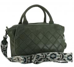 Harbour 2nd dunkelgrüne Damenhandtasche Flechtmuster Fashion Lights Sestilia Leaf