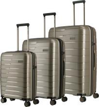Hartschalenkoffer 3tlg Set Travelite Air Base Champagner gold L/M exp./S