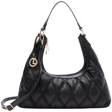 L.Credi Paige Schultertasche Steppmuster Schwarz
