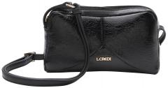 L.Credi Schultertasche schwarz gekrinkelt Lack Phia