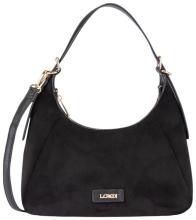 L.Credi Sophronia Schultertasche Veloursimitat Schwarz