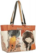 Shoppertasche groß Anekke bunt Comicprint Spanien Alma Fächer