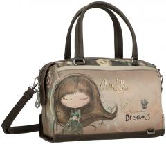 bestickte Bowlingtasche Glitzersteine beige bunt Anekke Real