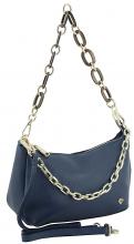 dunkelblaue Caleidos Crossovertasche Chain Leder
