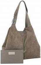 geräumiger Veloursshopper Coccinelle C-Easy Suede Large Warm Taupe