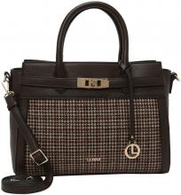 l.Credi Schultertasche Hahnentritt Braun Lenette