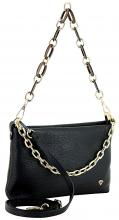 schmale Crossbody Bag Caleidos klassisch Schwarz Leder