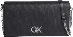schwarze Umhängetasche mit Leinenstruktur Calvin Klein Mini Chain Black